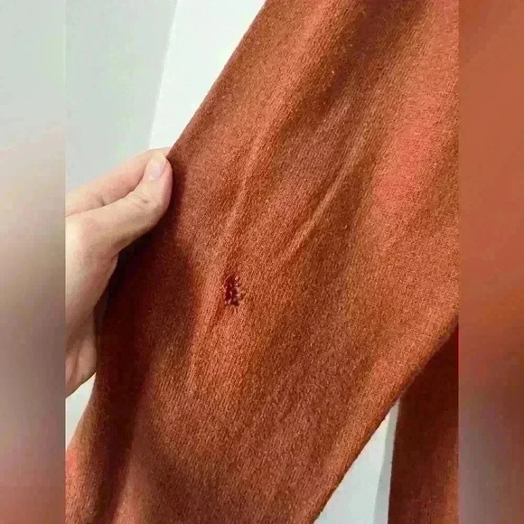 Sebastian Cooper Men’s Rustic Orange Cotton Cashmere  Timeless Sweater Medium - Picture 9 of 13